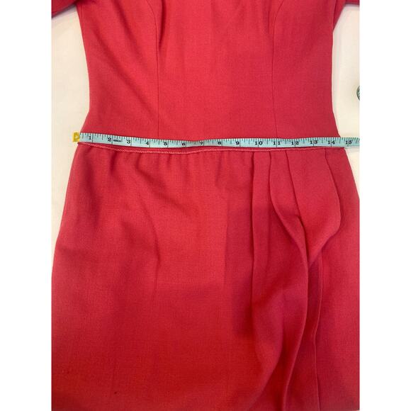 Vintage 1980’s Carolina Herrera for Bergdorf Pink Wool Dress Sz 4 Pink Zip Close - Picture 12 of 16